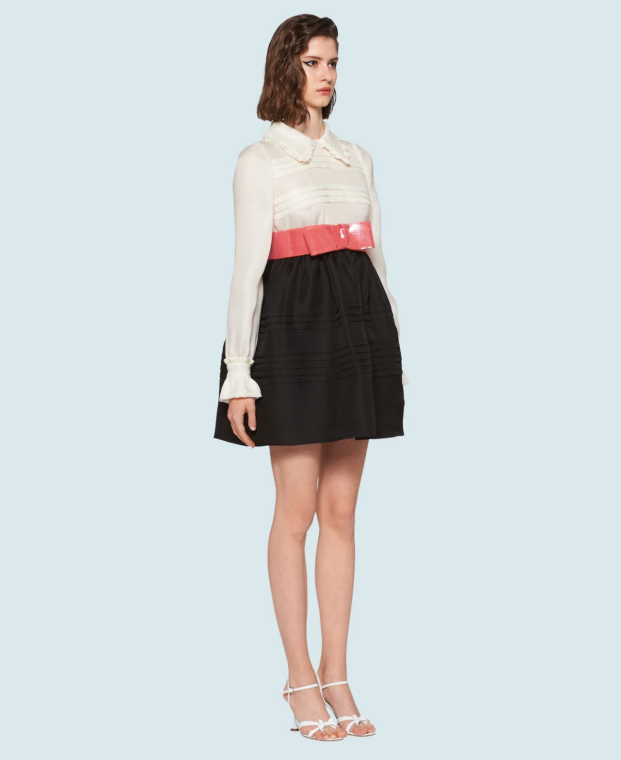 Miu Miu Belted Short Dress In Black
