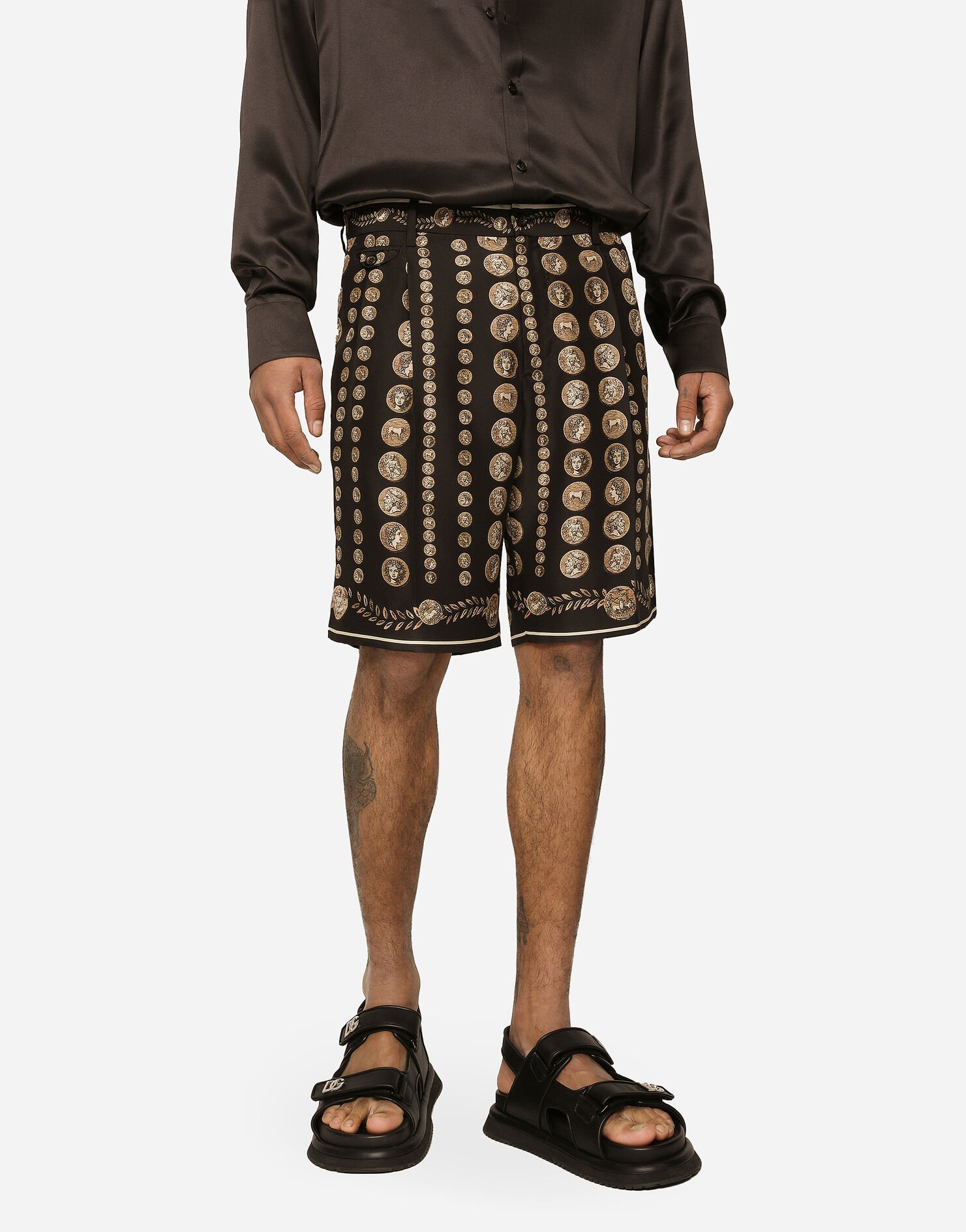Dolce & Gabbana Motif-print Bermuda Shorts In Black
