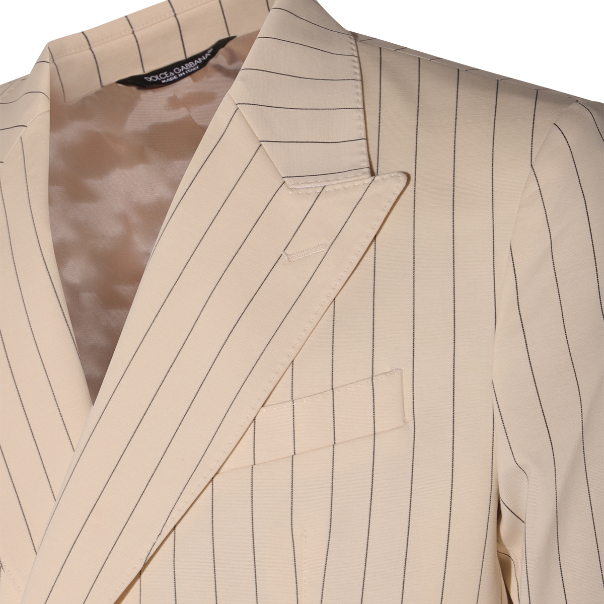 Dolce & Gabbana Tailored Pinstripe Blazer With Front Pockets In Nude