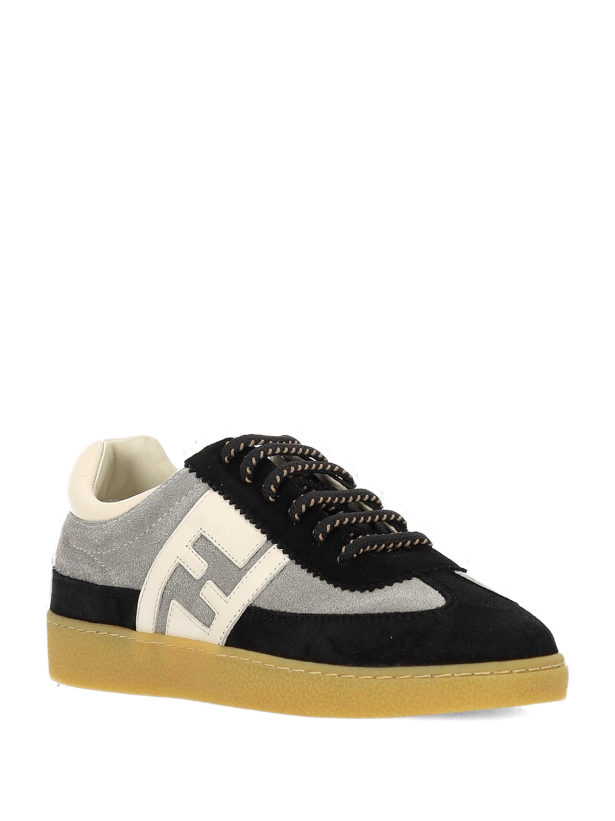 Fendi Suede-leather Logo Sneakers In Black