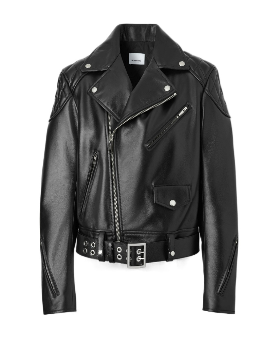 Burberry Diamond Quilted-panel Biker Jacket In Black
