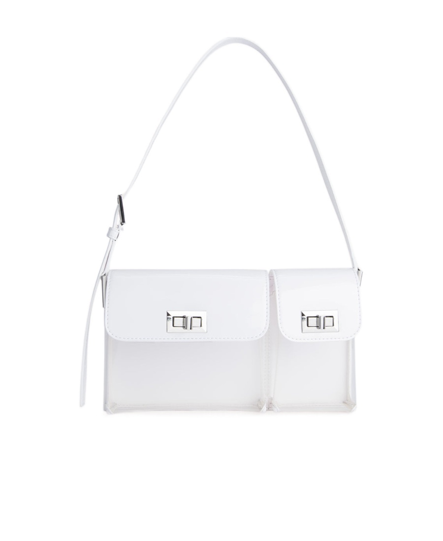 By Far Billy Patent-finish Shoulder Bag In White
