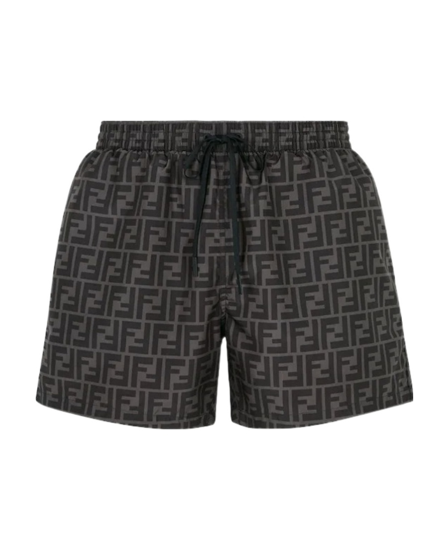 Fendi Ff-logo Print Swim Shorts In Black