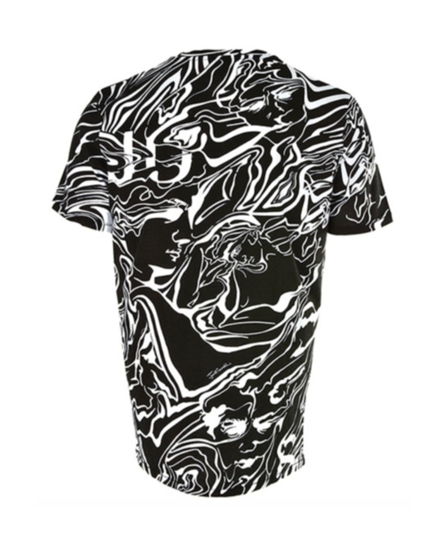 Just Cavalli Abstract Striped Printed T-shirt In Black