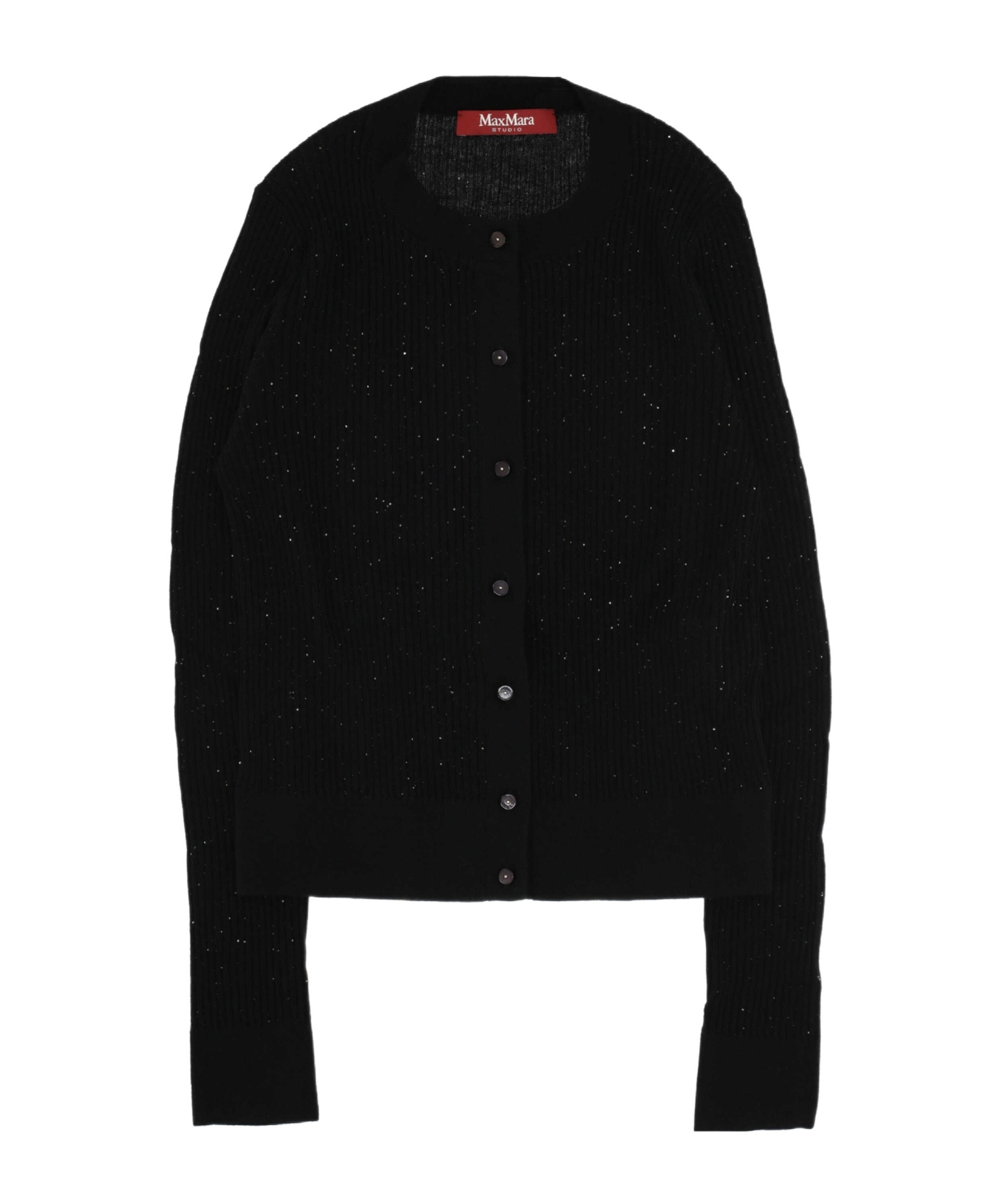 Max Mara Wool And Silk Crew Neck Cardigan In Black