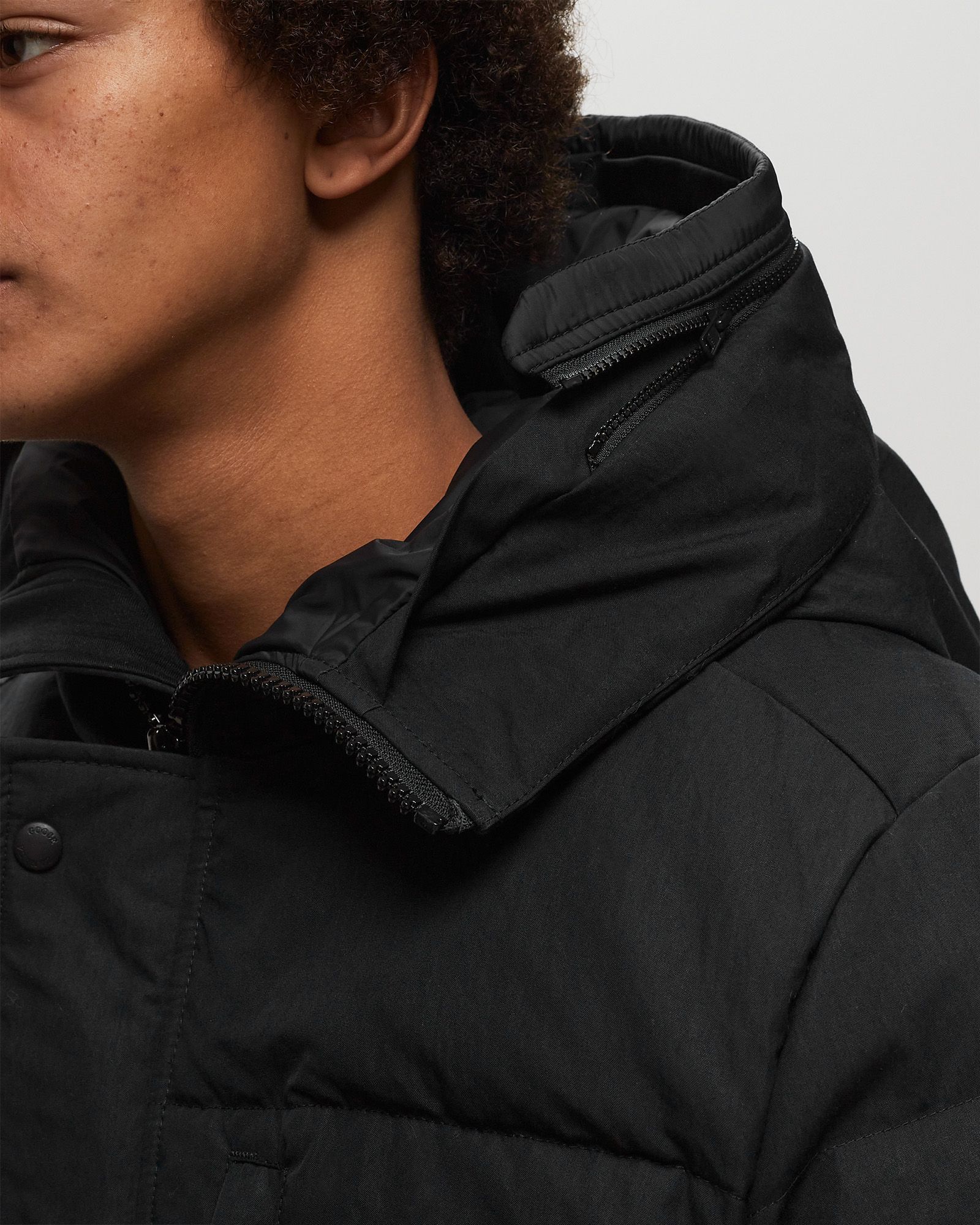 Canada Goose Hooded Buttoned Coat In Black