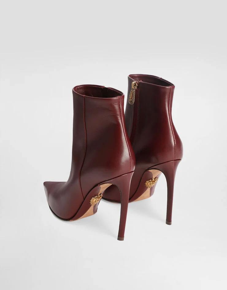 Dolce & Gabbana 105mm Devotion Pointed-toe Ankle Boots In Burgundy