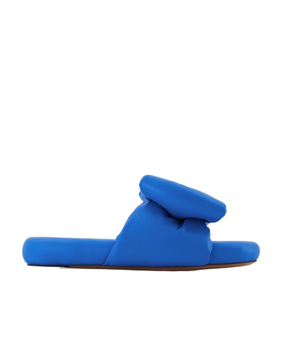 Off-white Bow Padded Slides - Off White - Blue - Leather In Blue