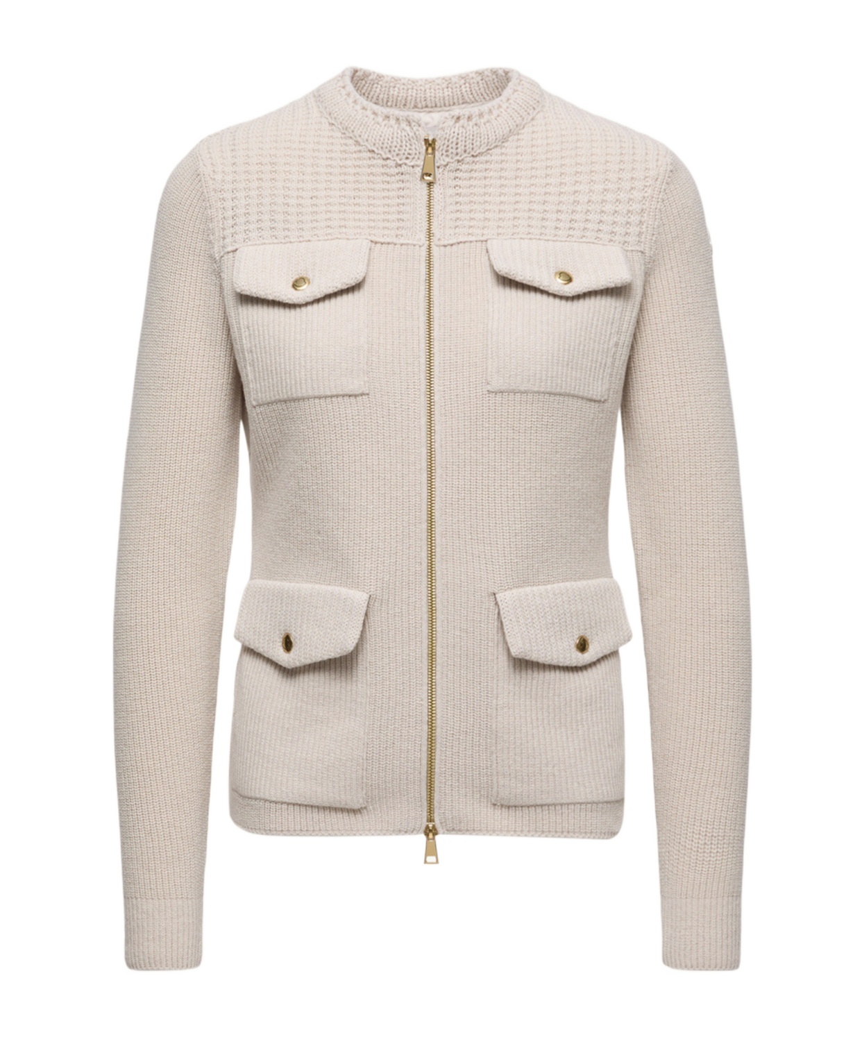 Moncler Padded Wool Zip-up Cardigan In Brown