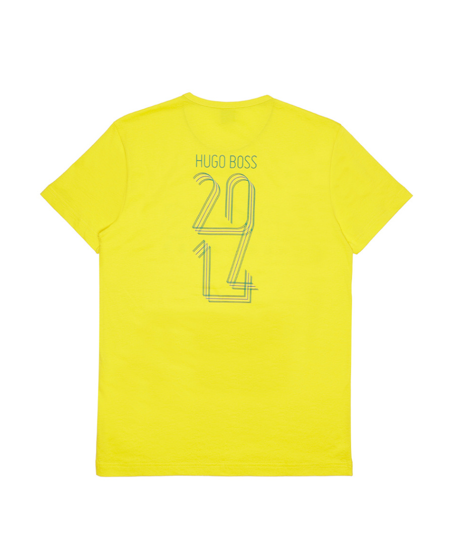 Hugo Boss T-shirt With Round Neck And Short Sleeves In Yellow