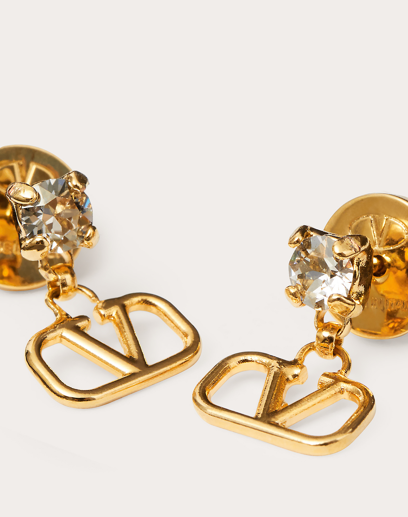 Valentino Gemstone Accent Stud Earrings With Gold-tone Finish In Yellow