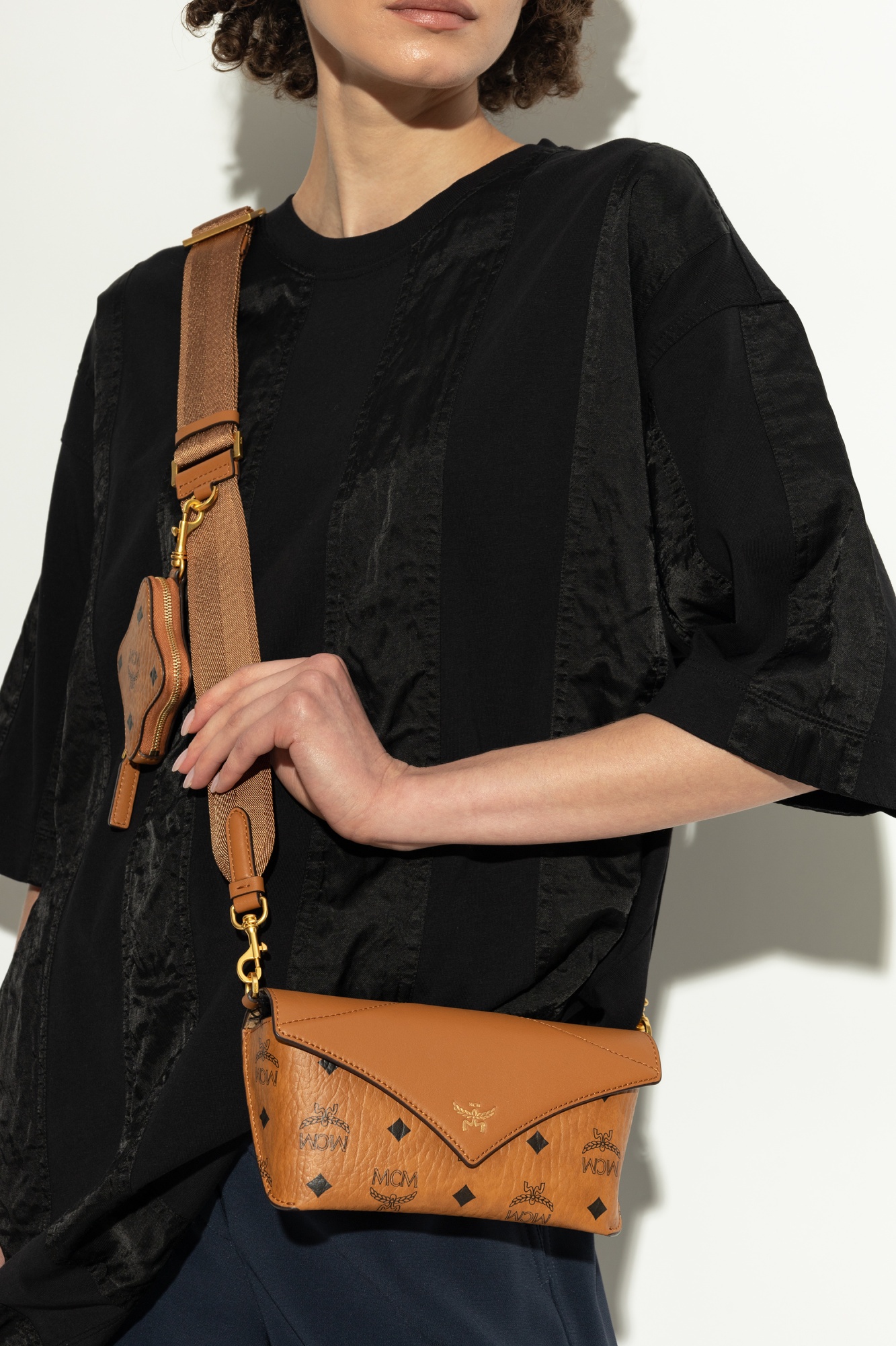 Shop Mcm Flip Mini Bag In Brown