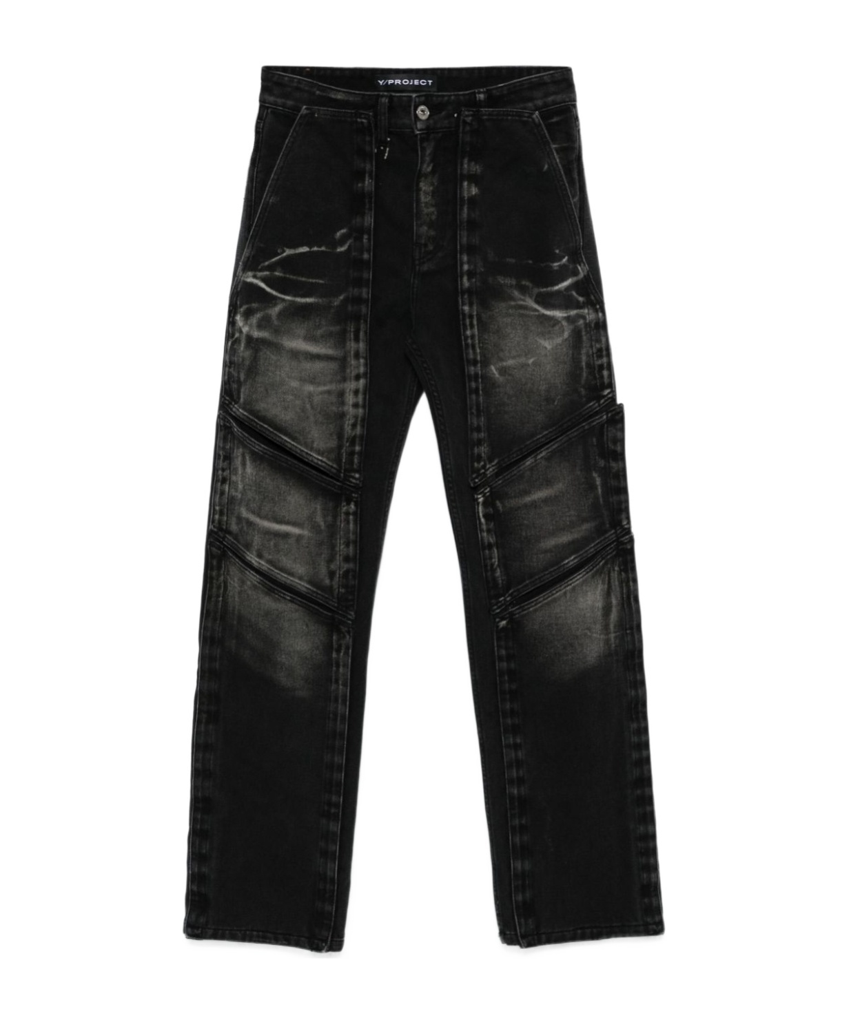 Y/project Touch-strap Multi-panel Jeans In Black