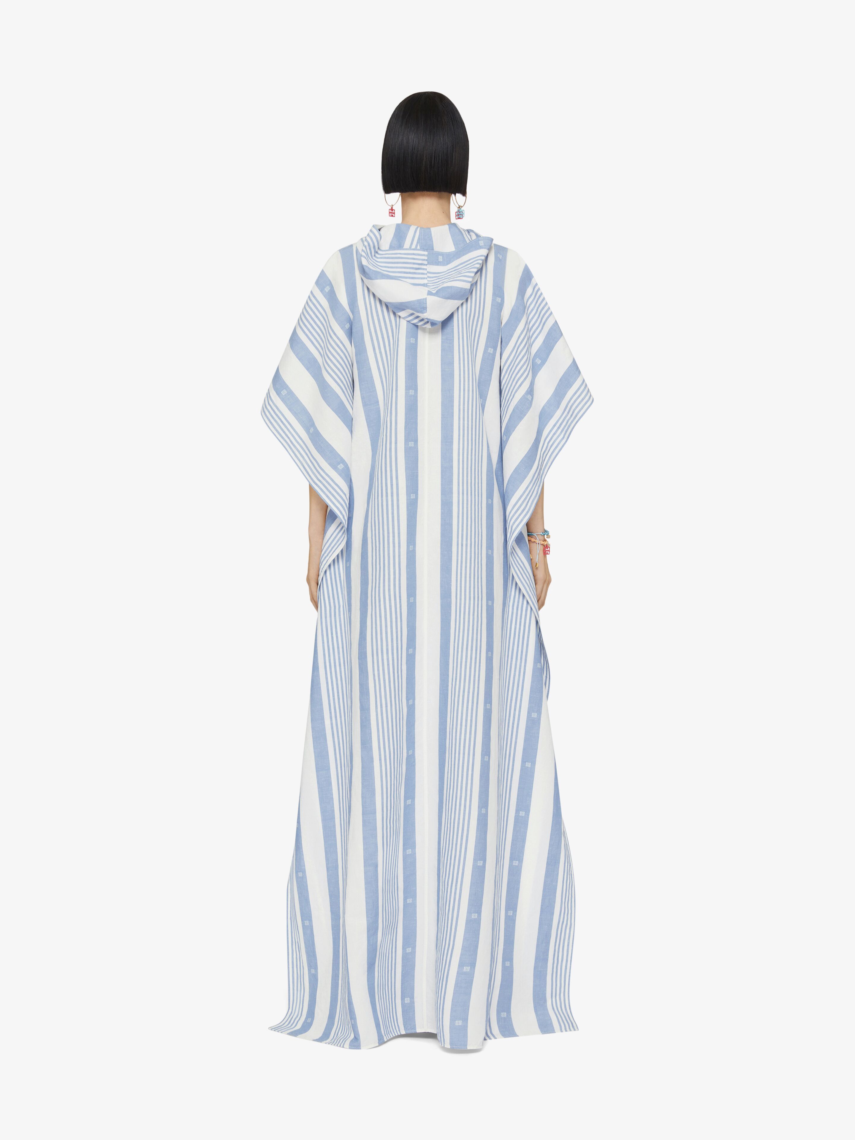 Givenchy Women's Plage Kaftan In Cotton And Linen With 4g Stripes In White