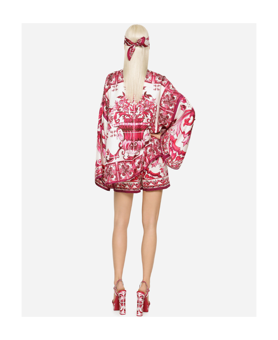 Dolce & Gabbana Carretto Print Cotton Mini Shorts In Red
