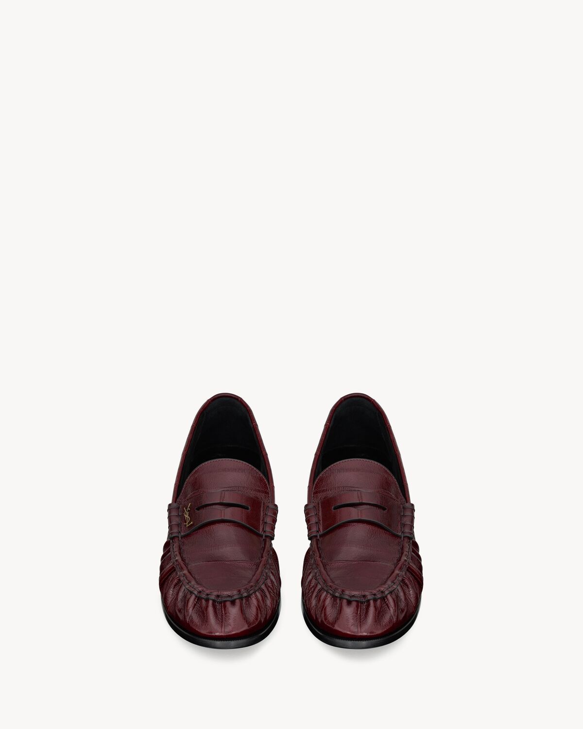 Saint Laurent Leather Le Loafers In Burgundy