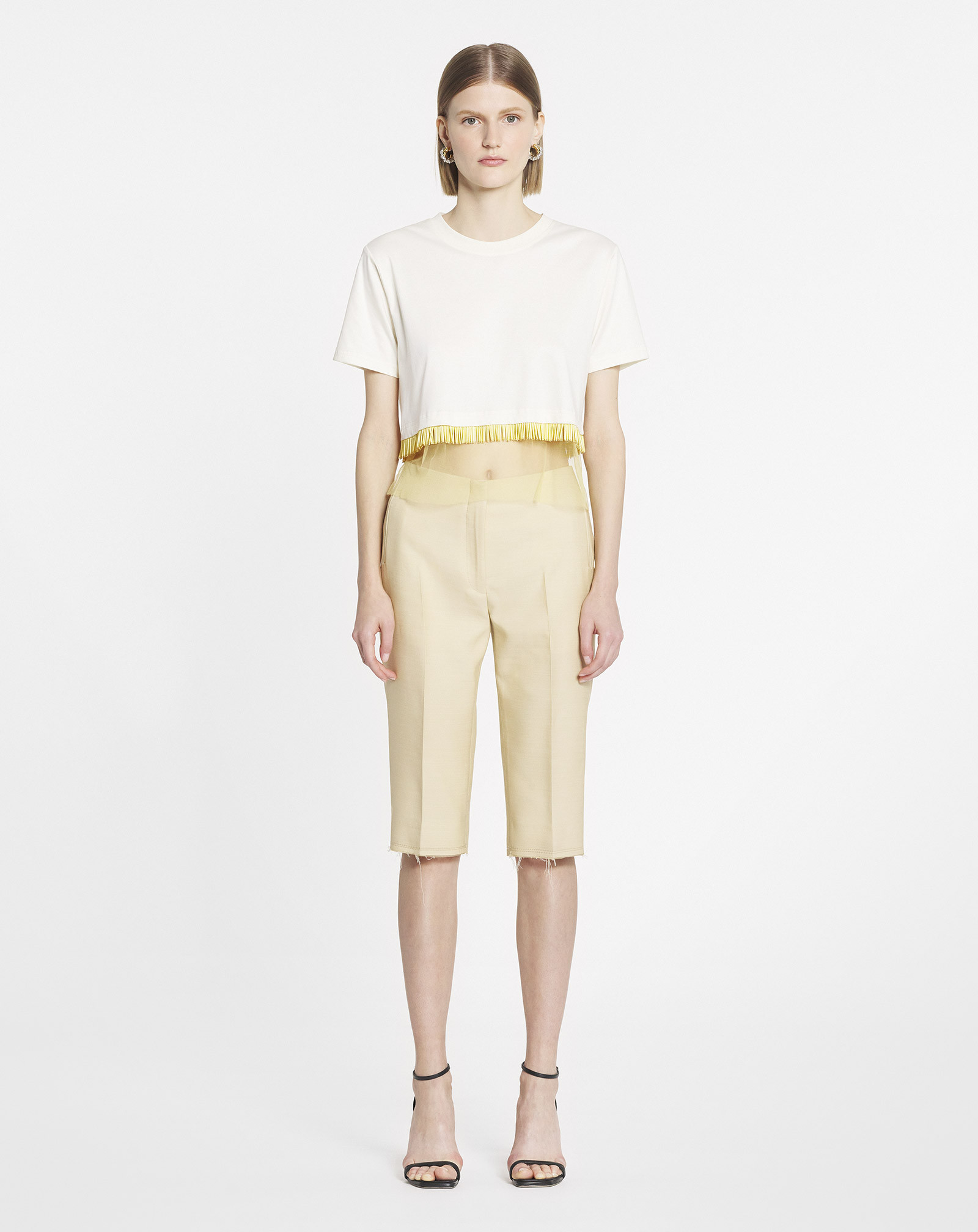Lanvin Fringed Cropped T-shirt In White