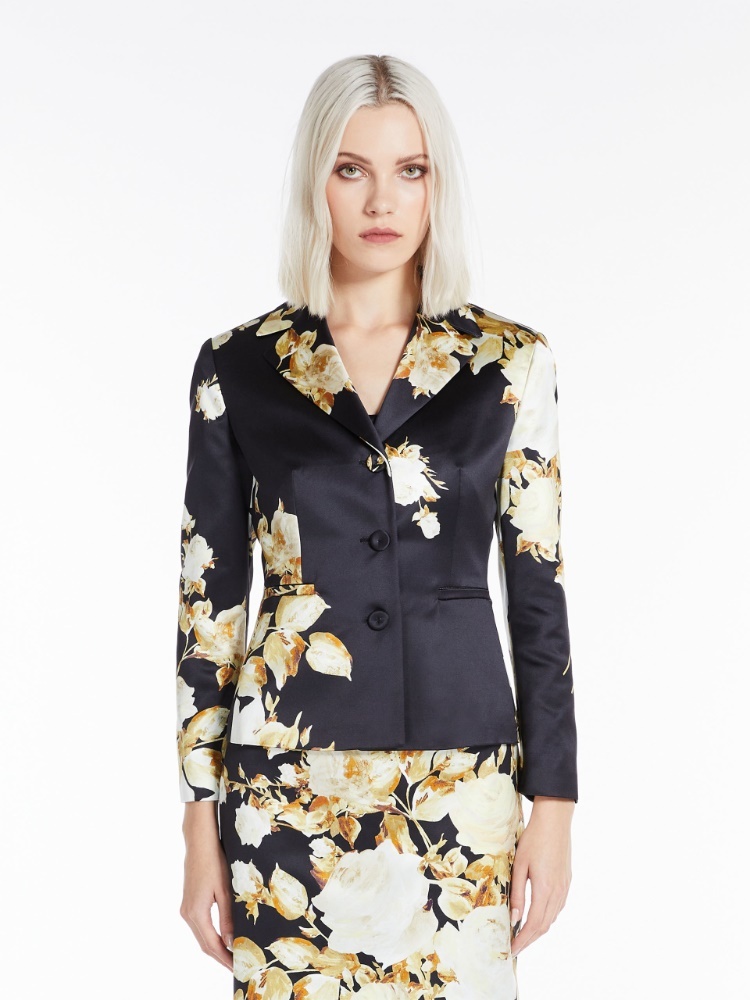 Max Mara Printed Duchess Suit Jacket In Black