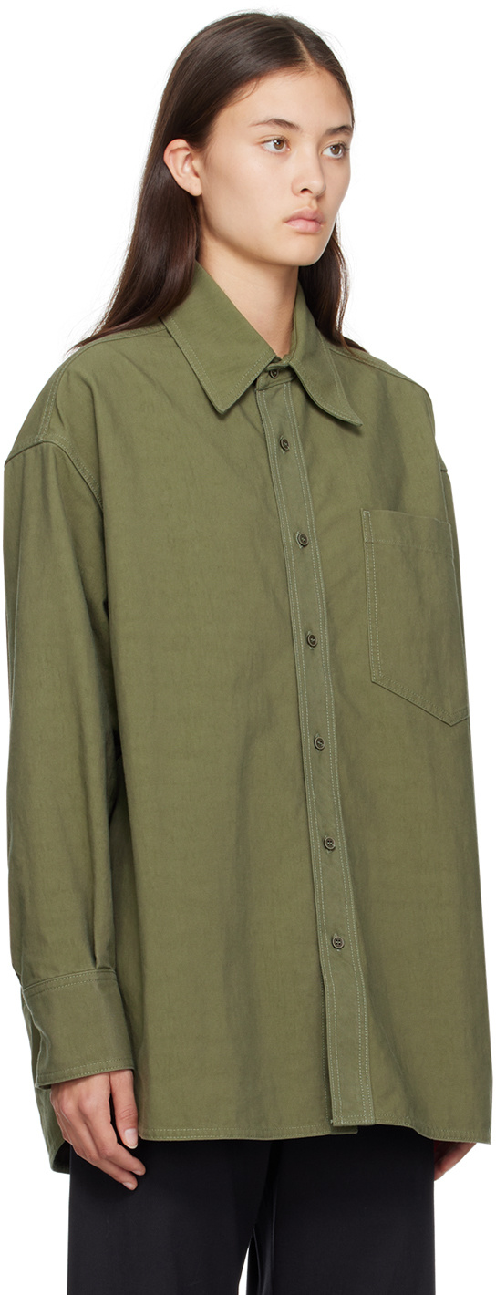 Mm6 Maison Margiela Khaki Patch Pocket Shirt In Green