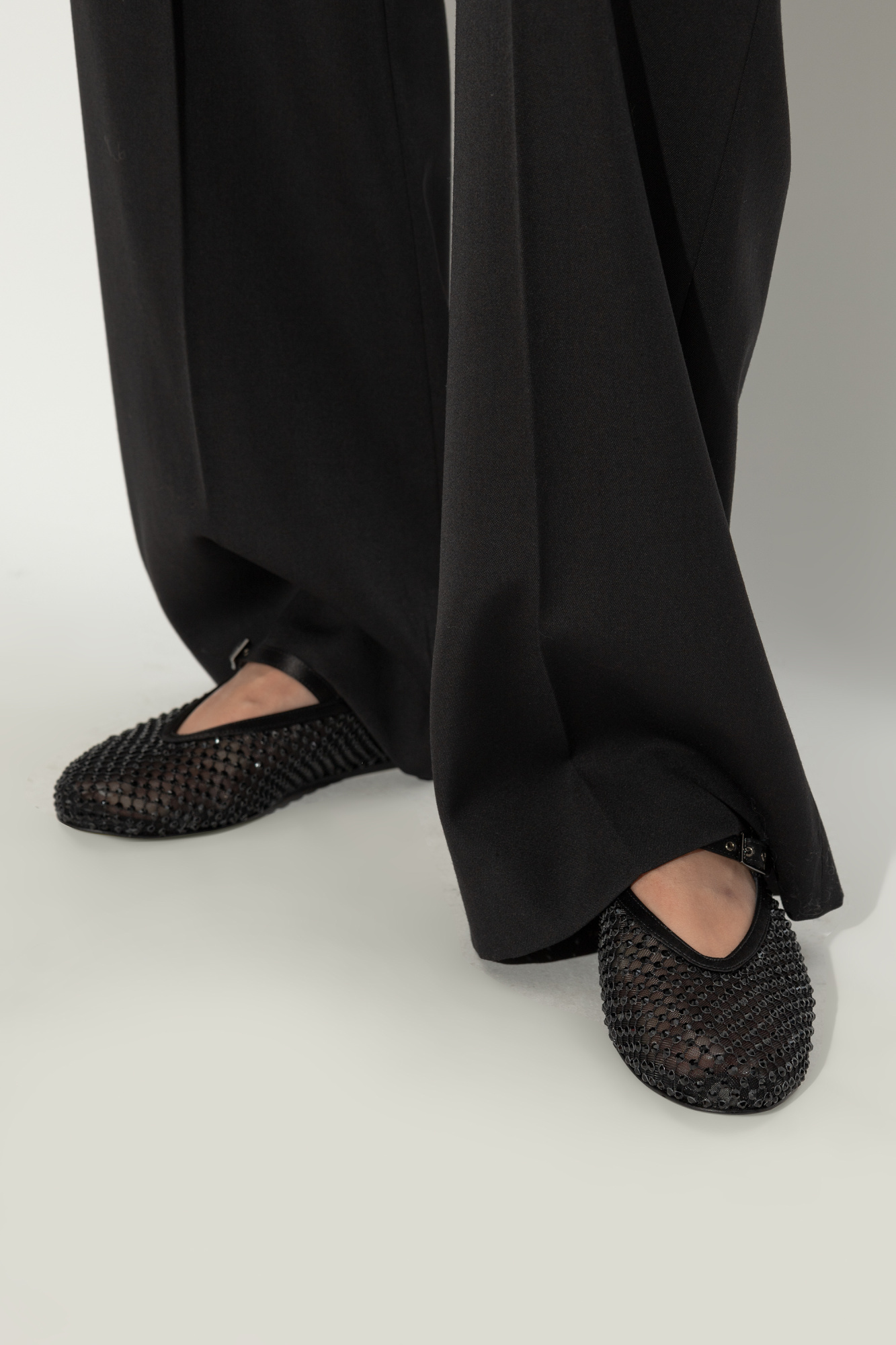 Le Silla 'gilda' Round Toe Embellished Ballet Flats In Black