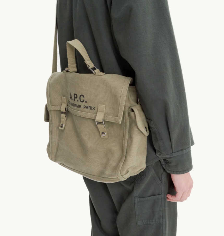 A.p.c. Shoulder Bag Logo Adjustable Strap Top Handle In Green