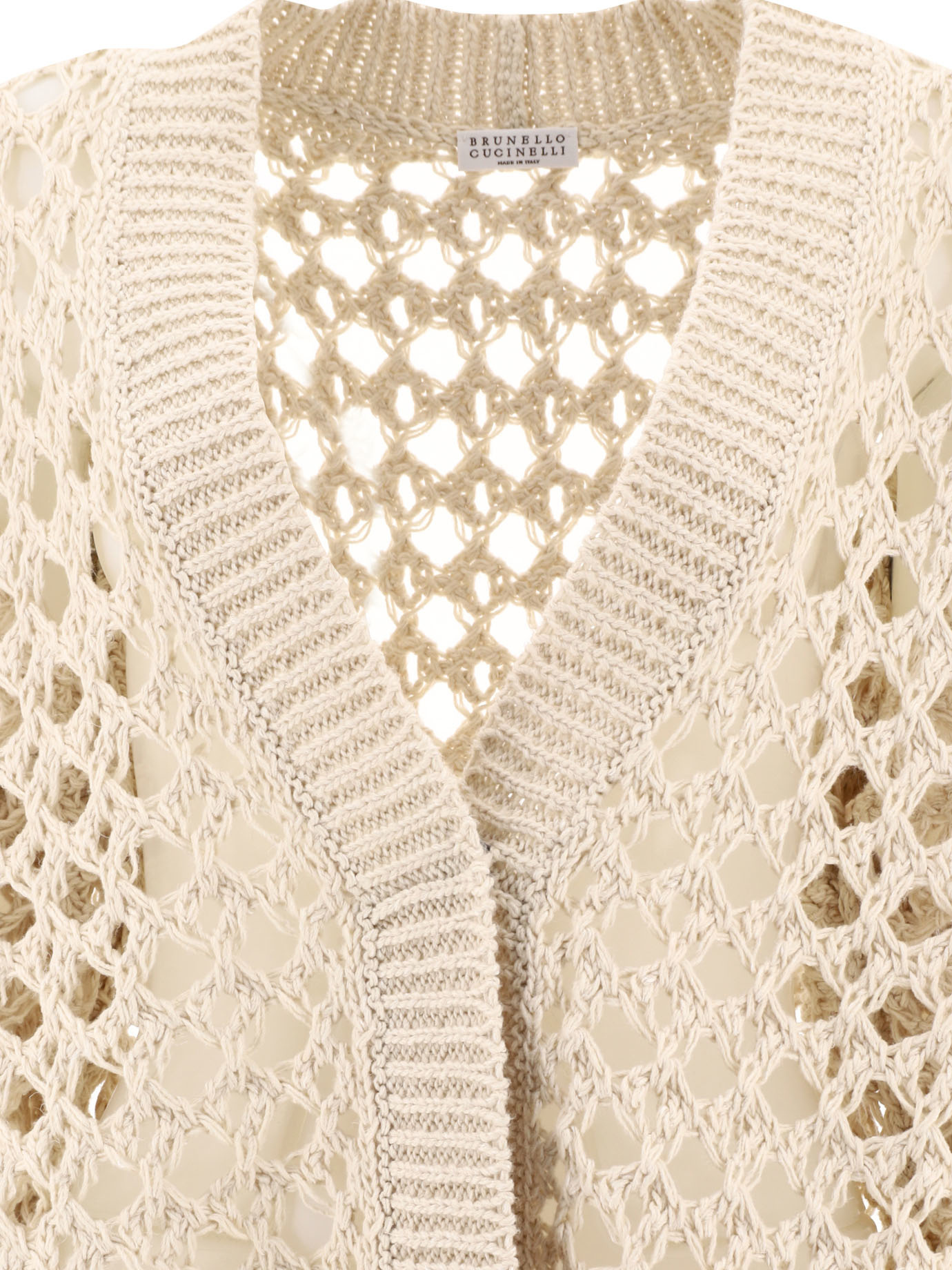 Brunello Cucinelli Women's Jute And Cotton Mesh Cardigan In Neutral