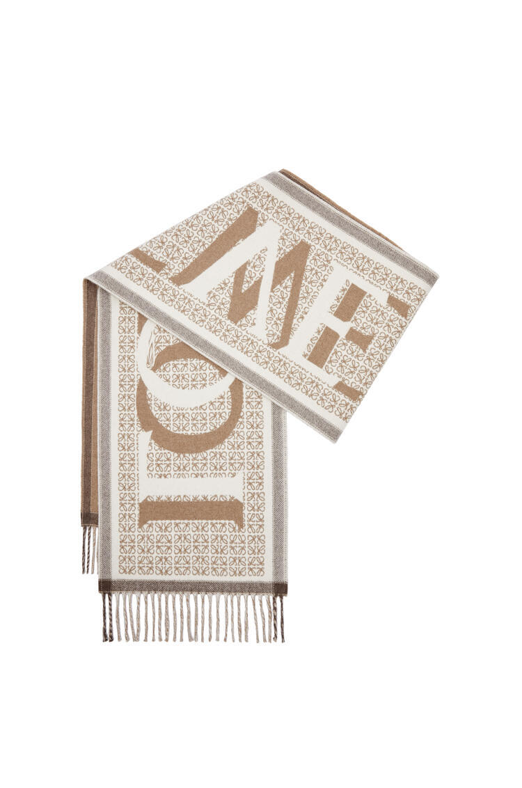 Loewe Love Wool-blend Scarf In Nude
