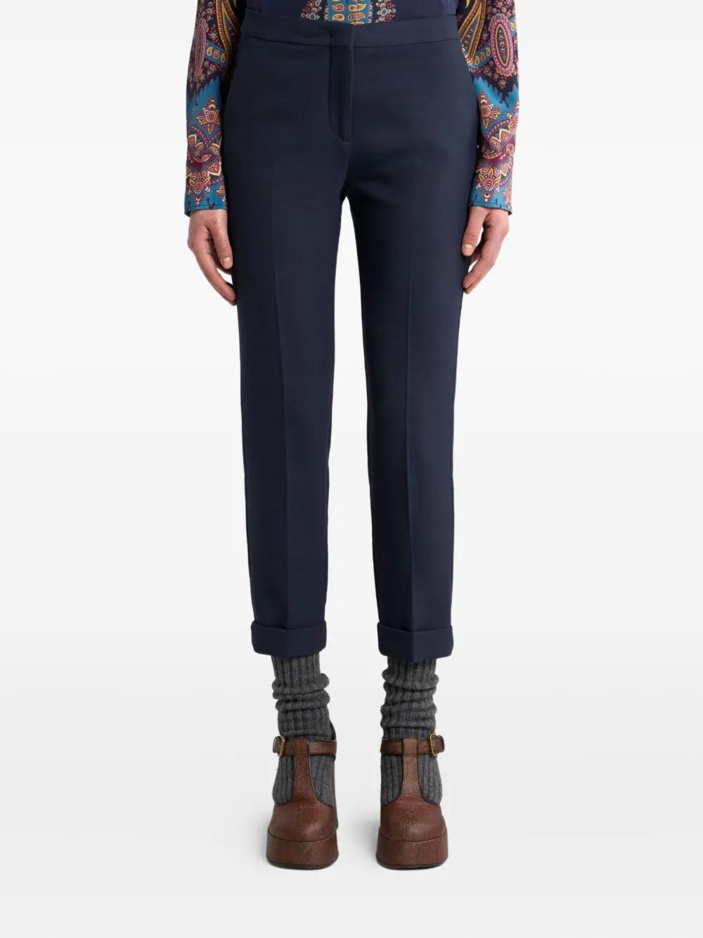Etro Tailored Pants With A Shortened Length In Blue