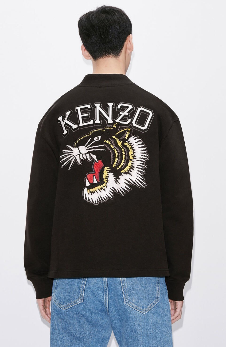 Kenzo Long-sleeved Knitted Cardigan In Black