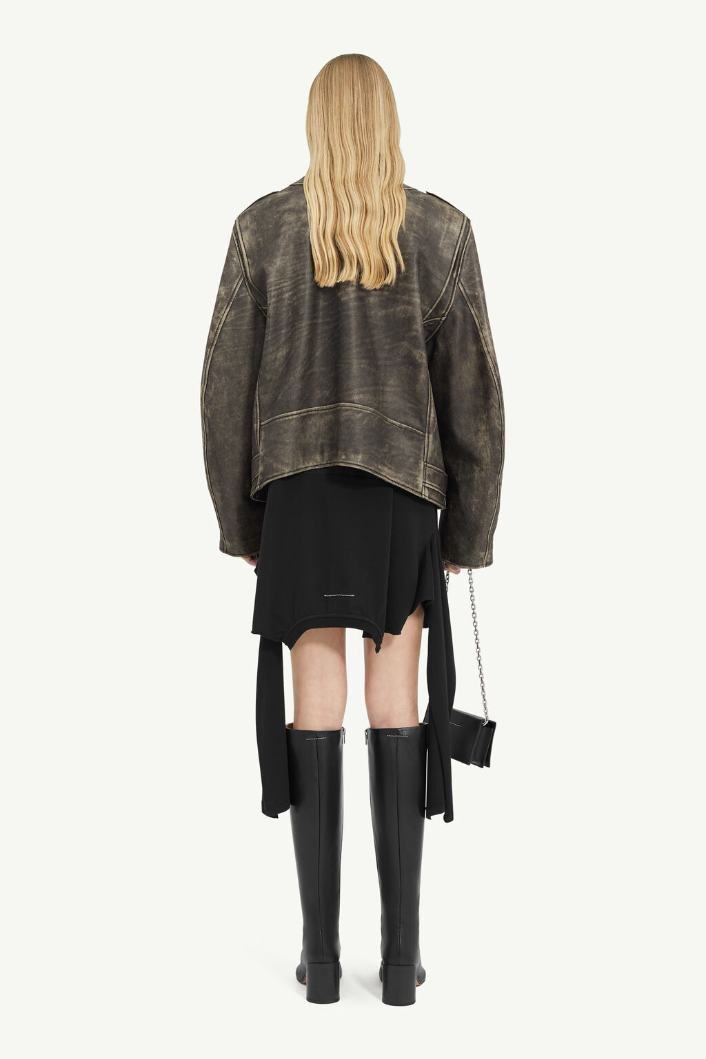 Mm6 Maison Margiela Distressed-effect Leather Jacket In Black