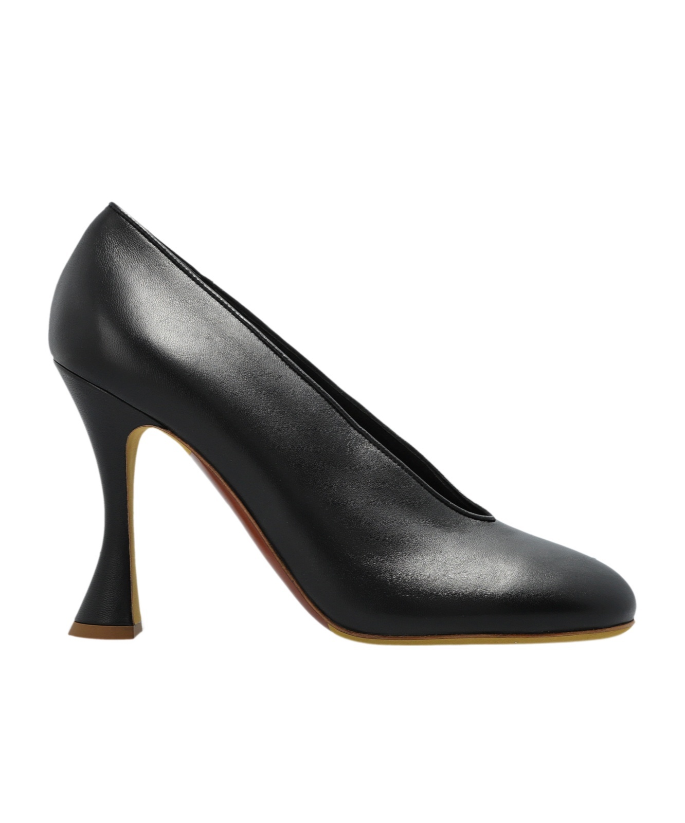 Moschino Black Duck Leather Heels In Black