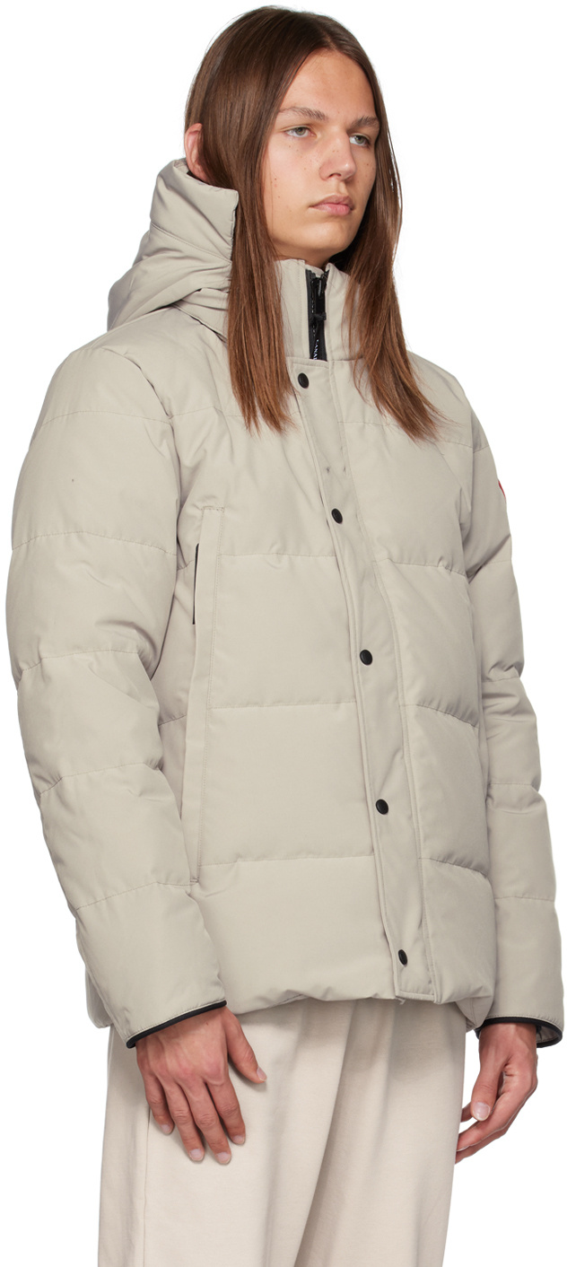 Canada Goose Wyndham Logo Hooded Down Jacket In Nude