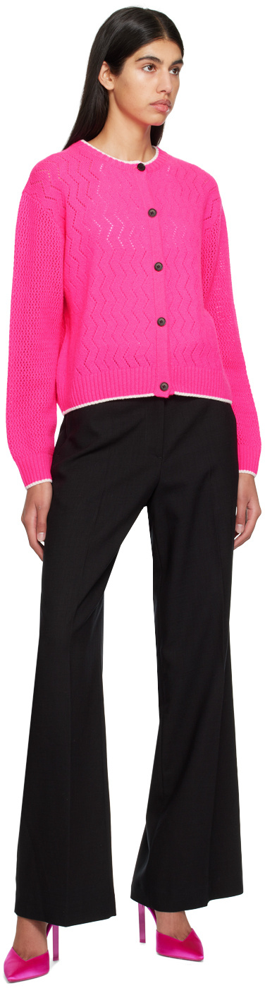 Msgm Logo Knitted Cardigan In Pink