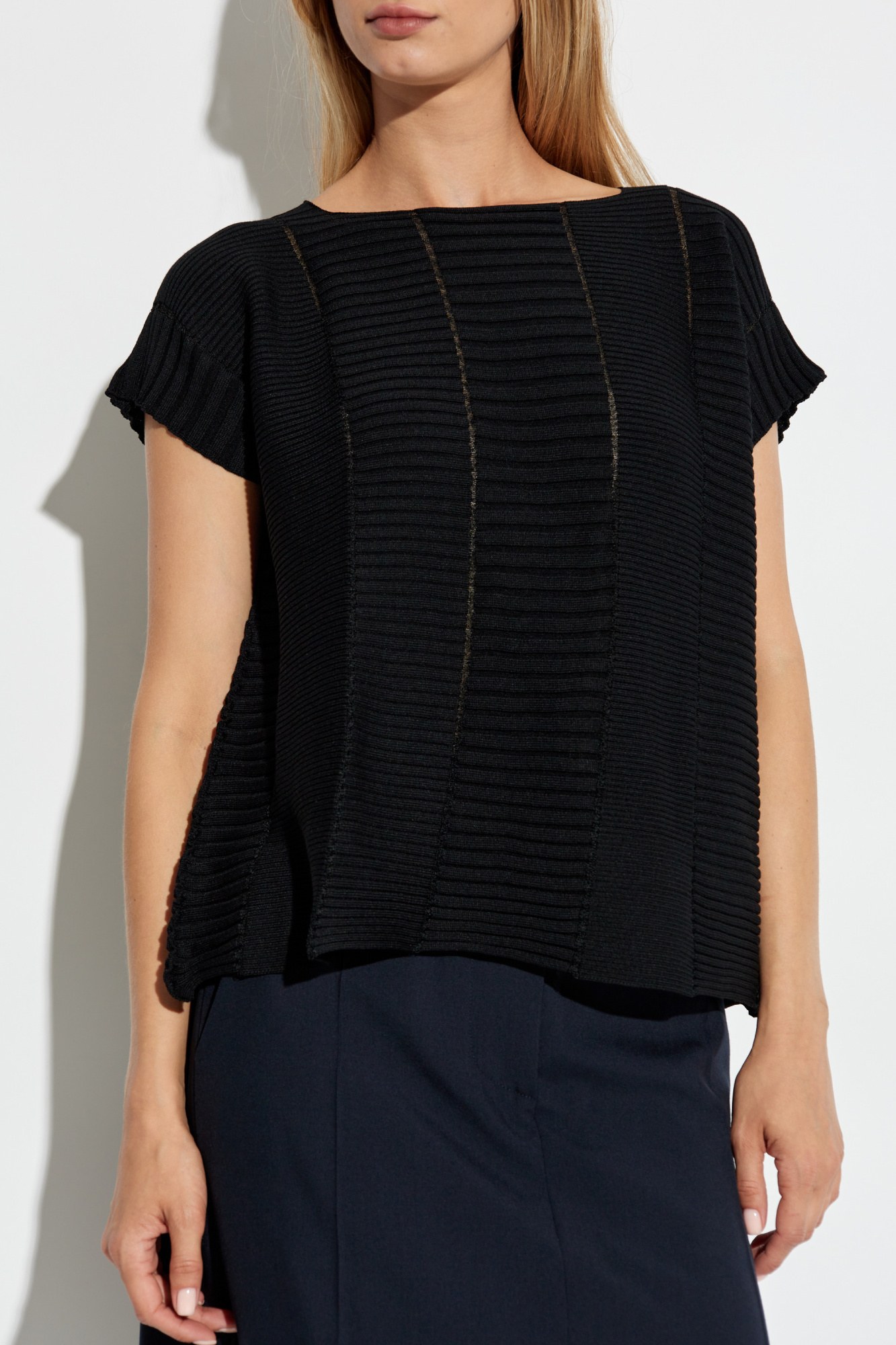 Shop Issey Miyake Short-sleeved Sweater In Black