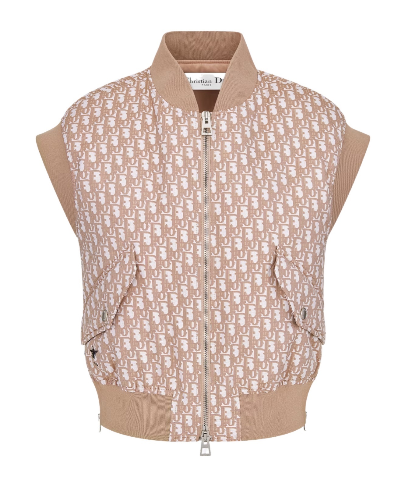 Dior Zipper Sleeveless Vest In Nude