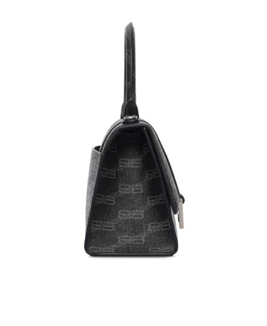 Balenciaga Hourglass Logo Handbag In Black