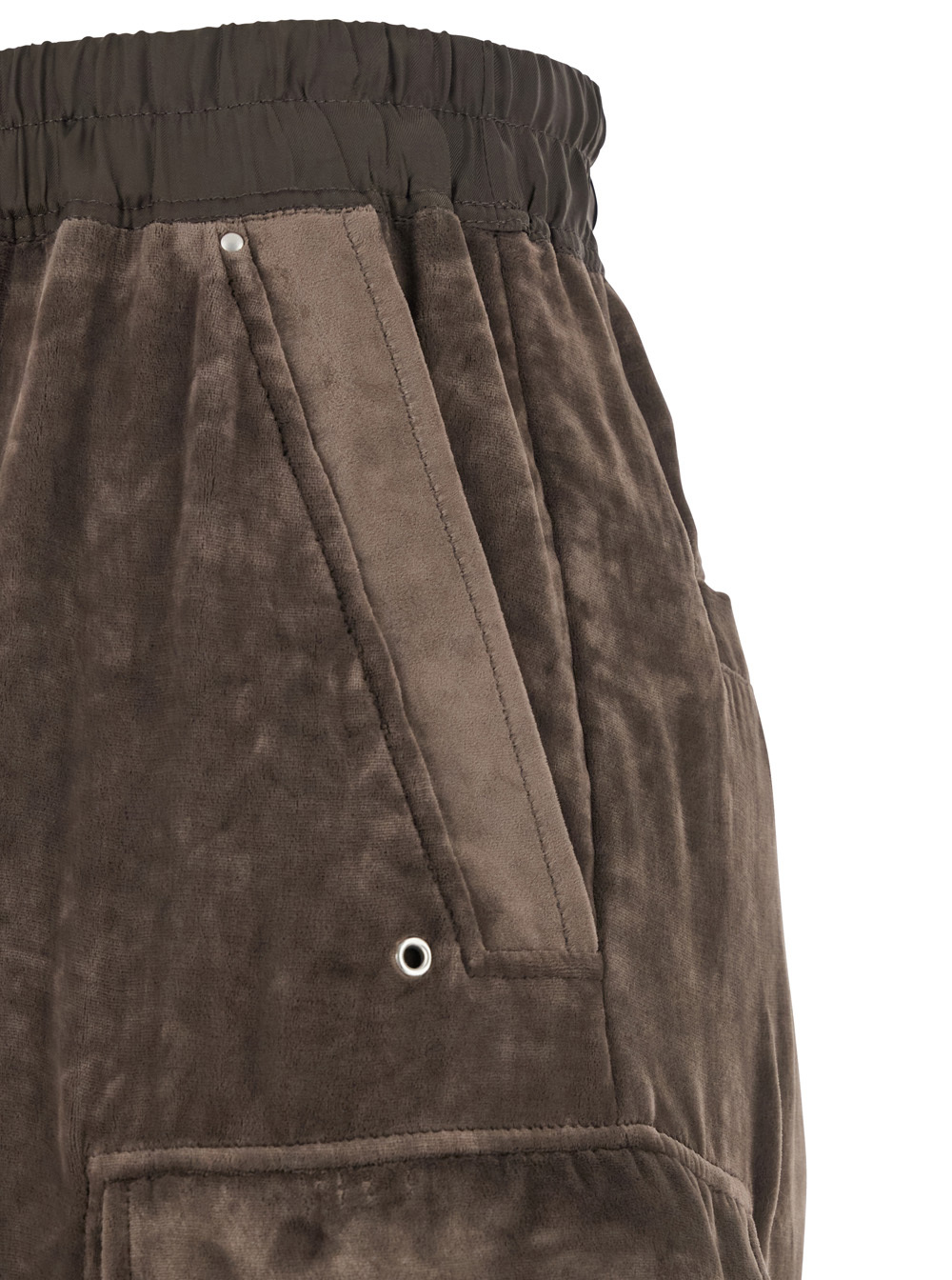 Rick Owens Cargo Belas Brown Cargo Pants With Drawstring Waist And Cargo Pockets In Velvet Woman In Brown