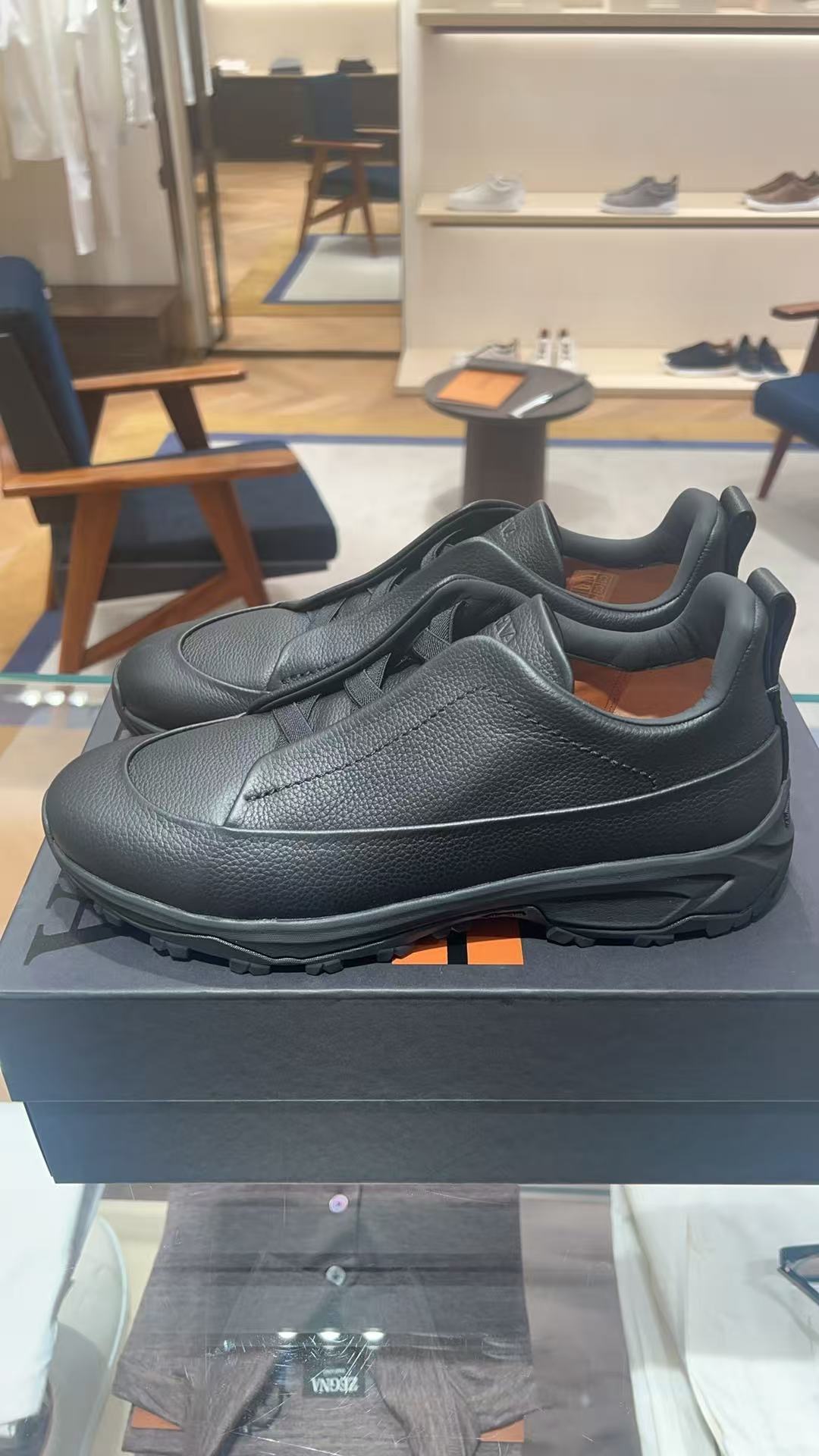Zegna Round-toe Low-top Casual Sneakers In Black