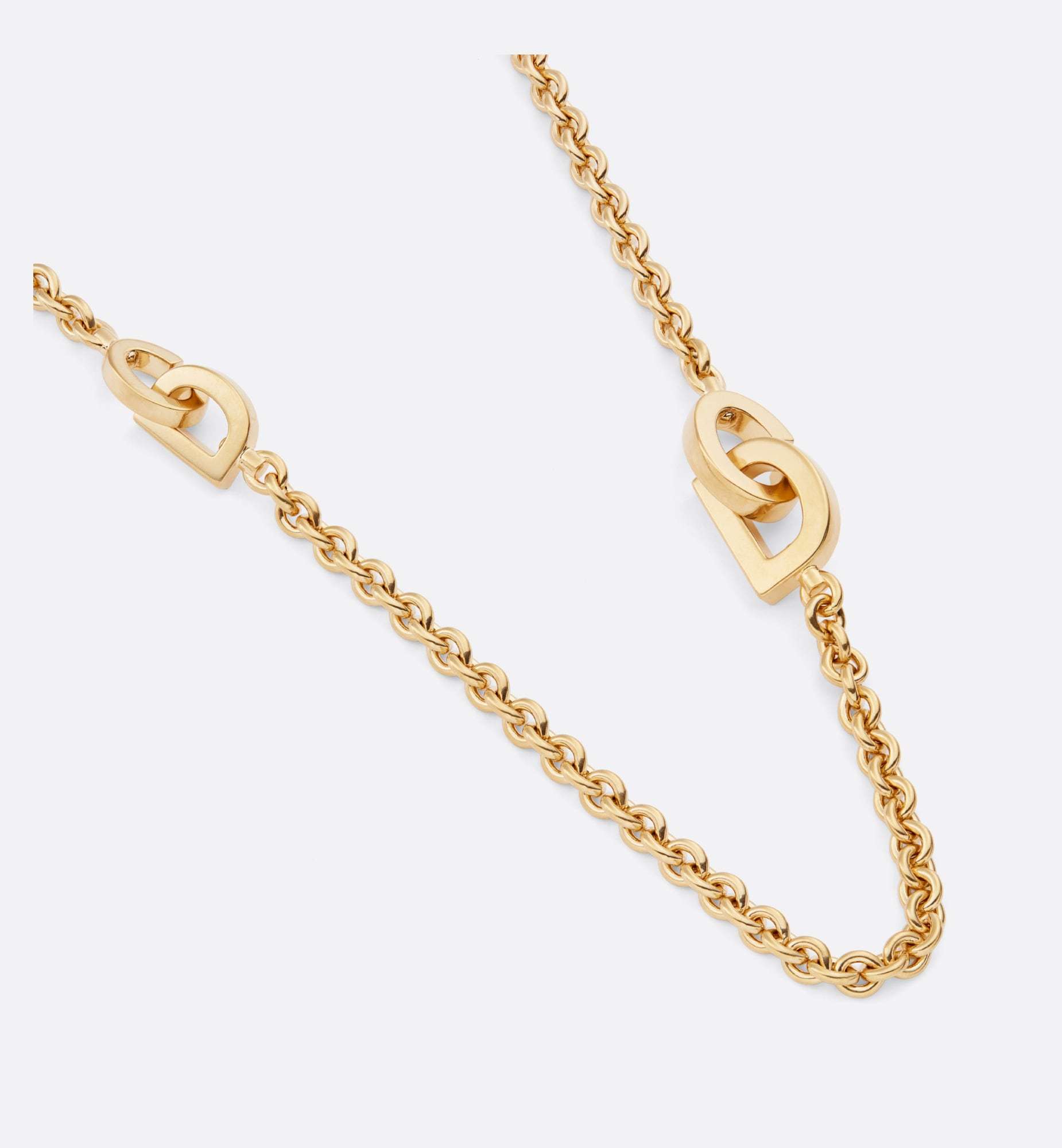 Dior Lock Series Logo Necklace In Yellow