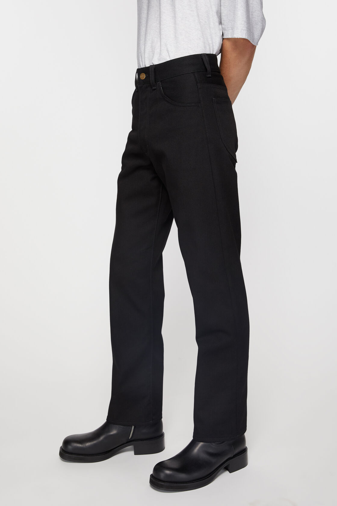 Shop Acne Studios High-waist Straight-leg Trousers In Black