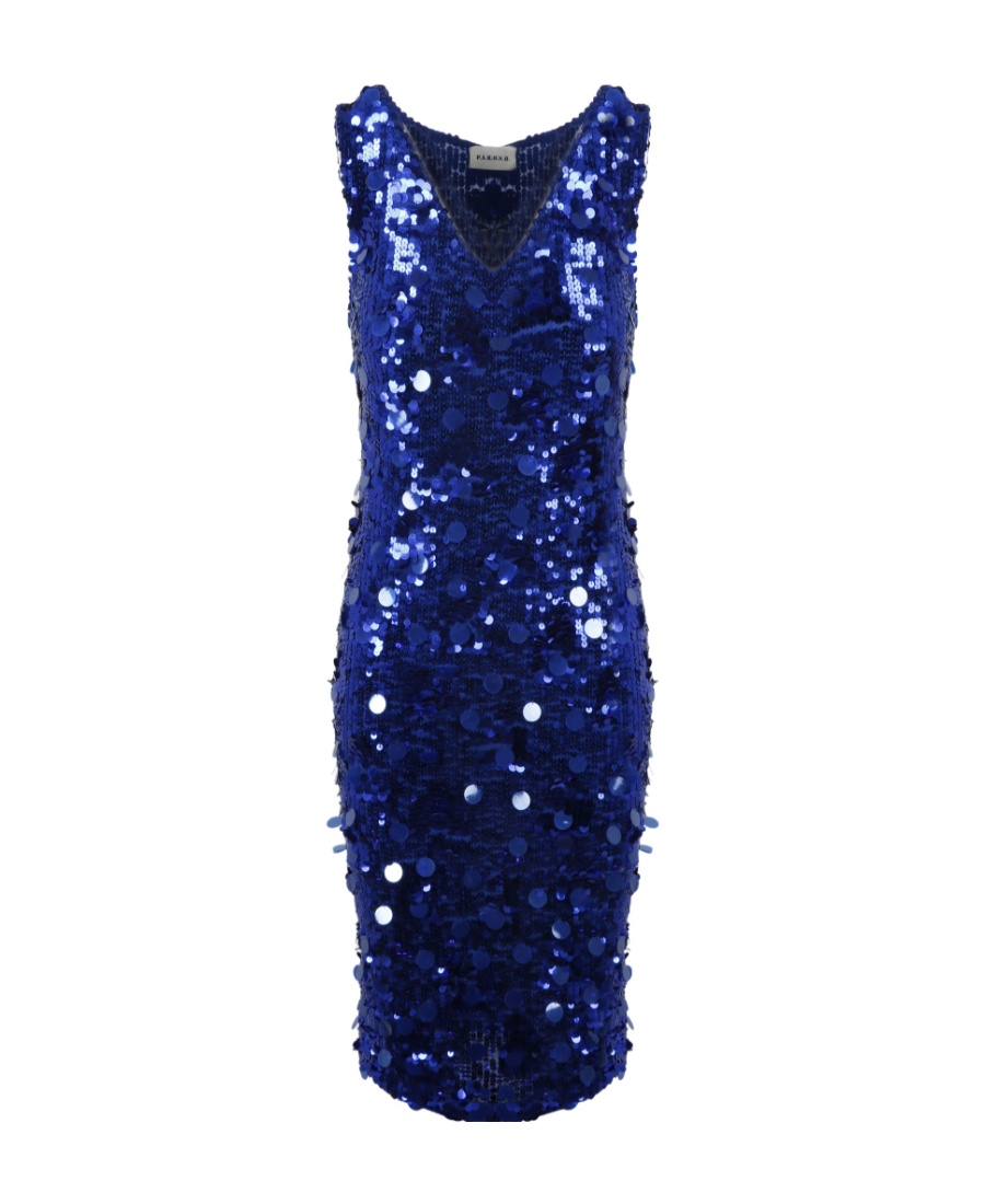 Shop P.a.r.o.s.h Sequin-embellished Dress In Blue