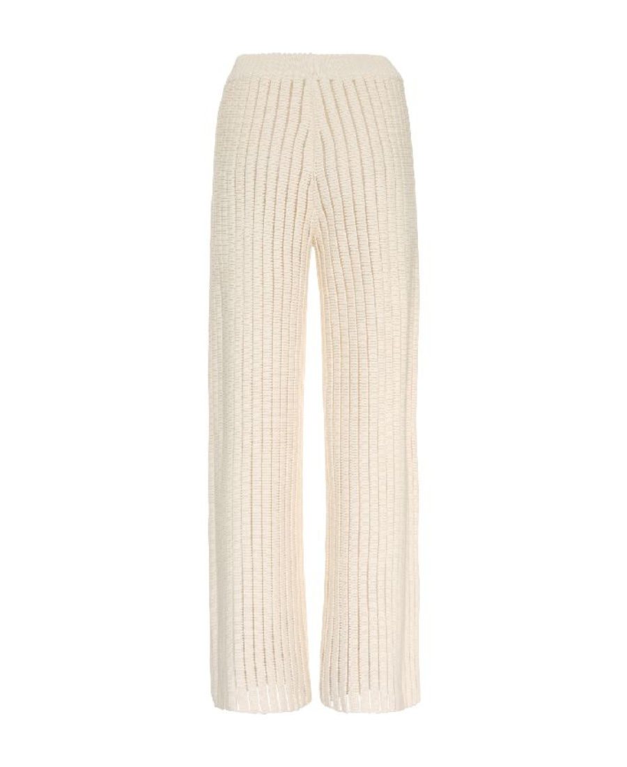 Fabiana Filippi Ivory White Cotton Blend Trousers In Nude