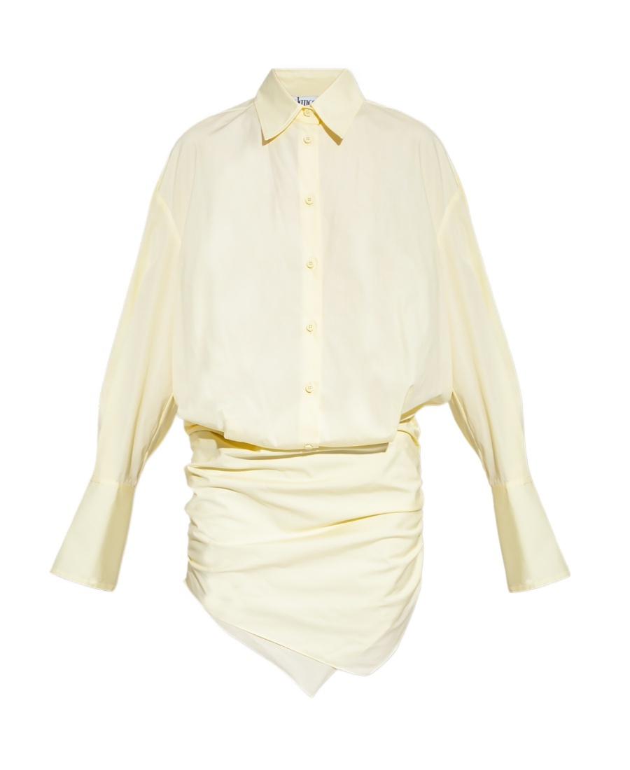 Attico The Hatty Collared Button-up Mini Dress In White