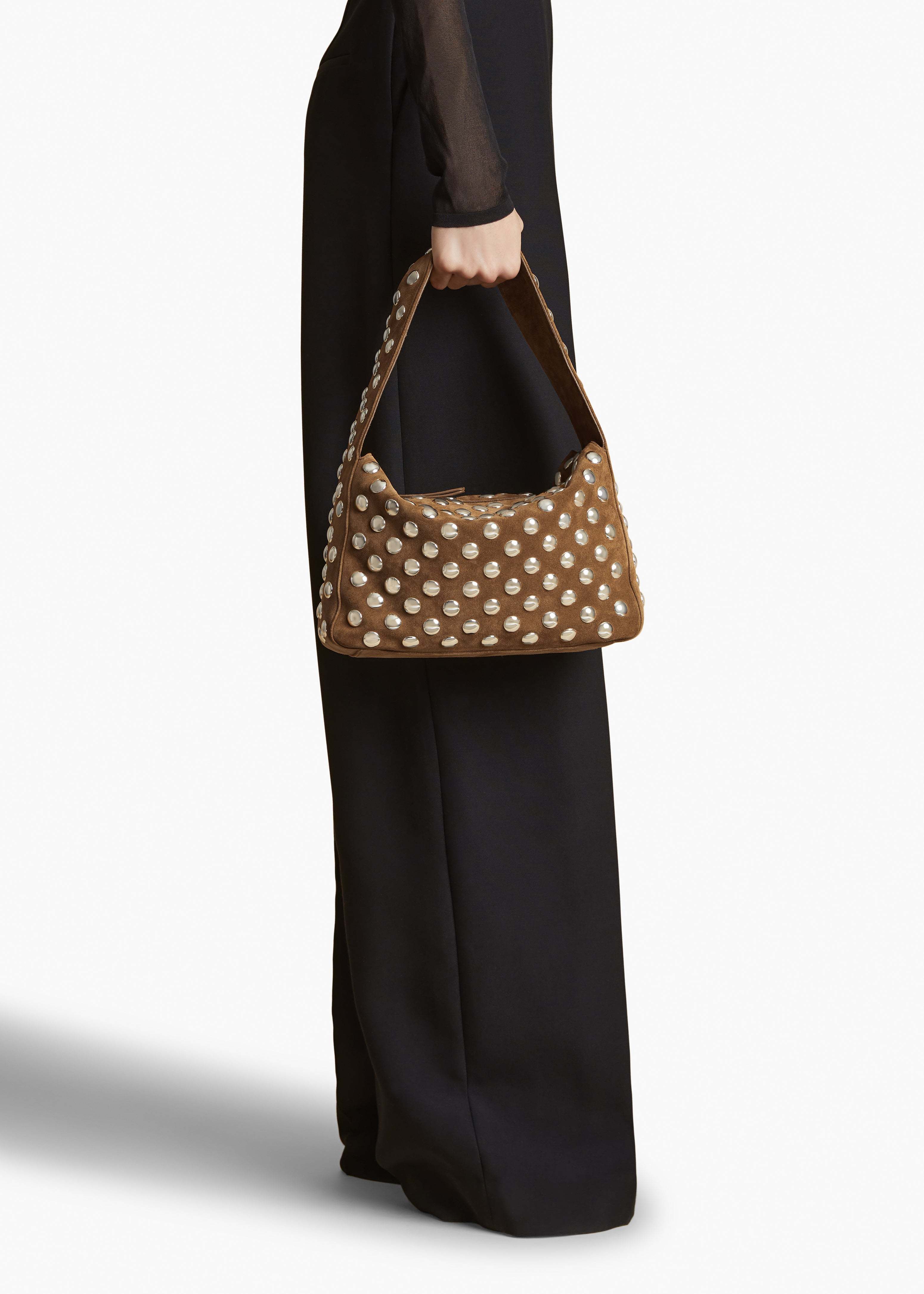 Khaite Nailed Shoulder Bag In Brown