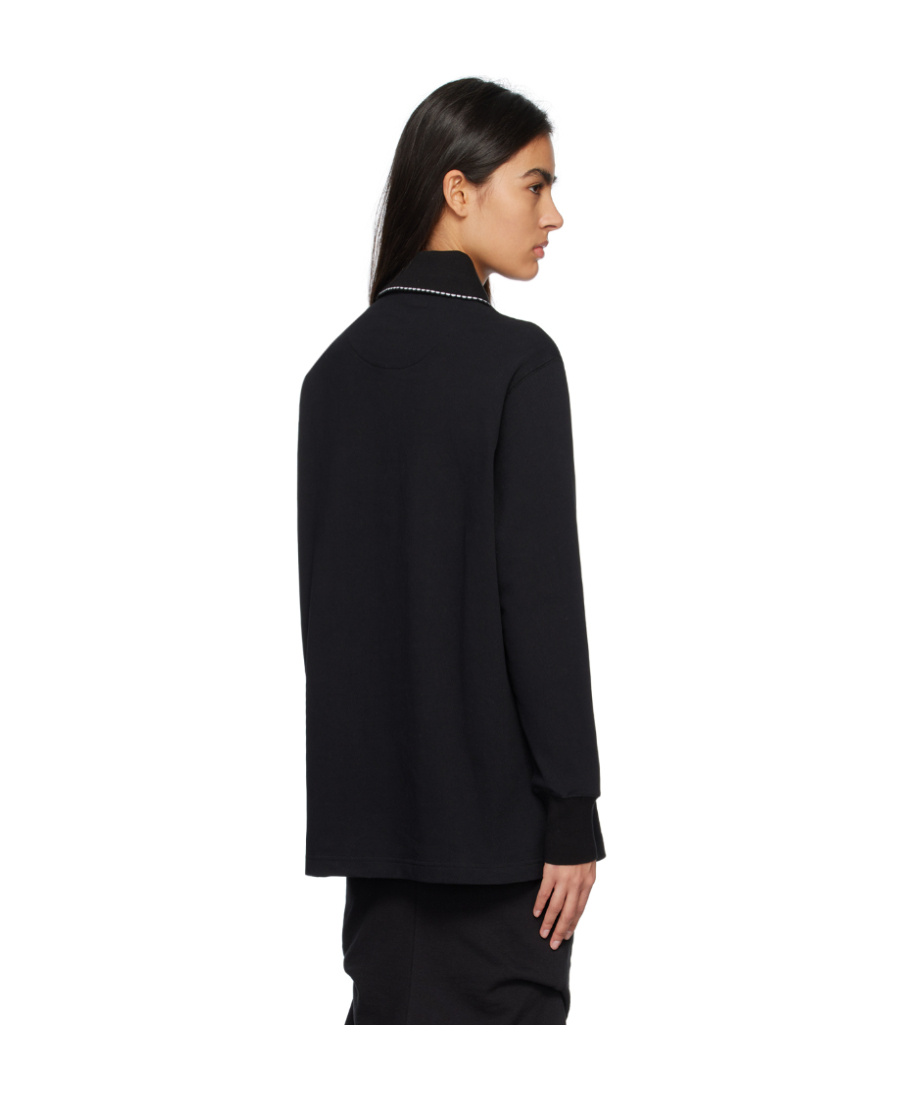 We11 Done Logo Long-sleeved Polo Shirt In Black