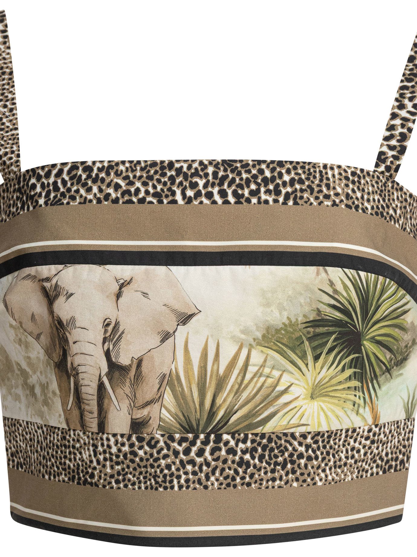 Elie Saab Printed Cotton Crop Top Foulard38 Printed Cotton In Brown