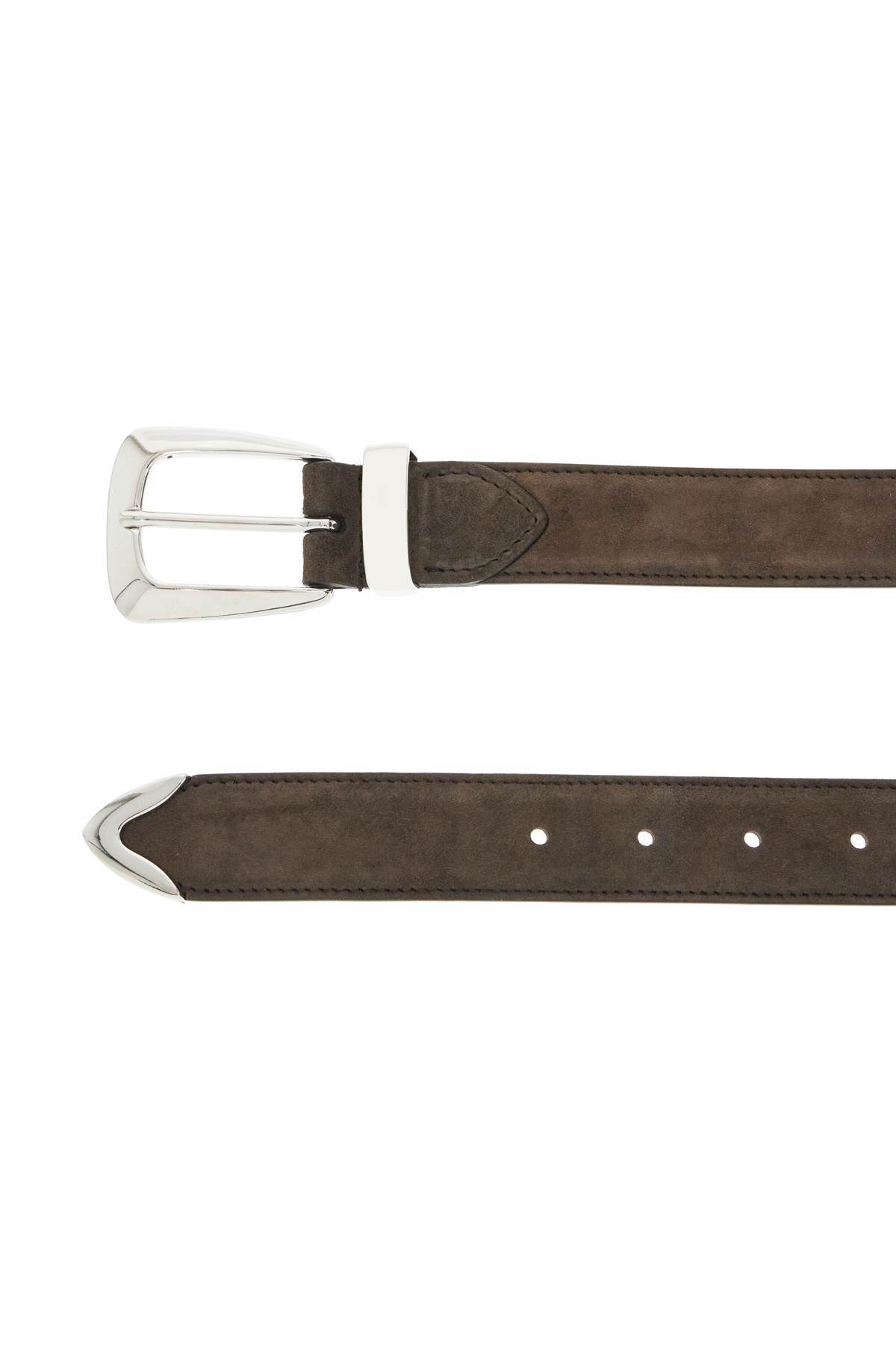 Khaite Benny Suede Leather Belt In In Brown