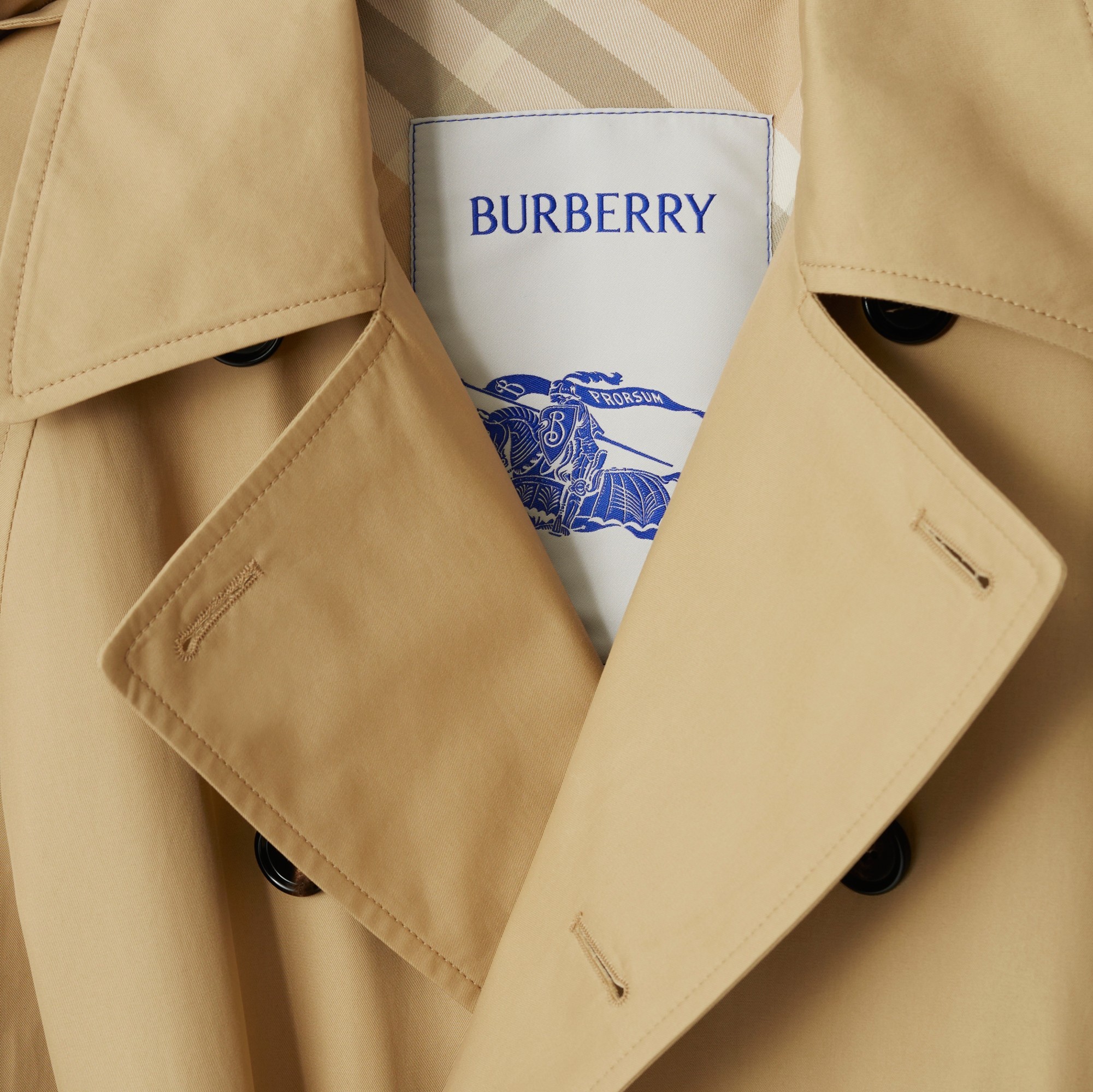 Burberry Long Gabardine Trench Coat In Nude