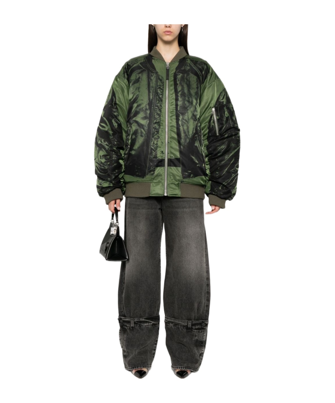 Jean Paul Gaultier Khaki 'the Trompe L'œil' Bomber Jacket In Black