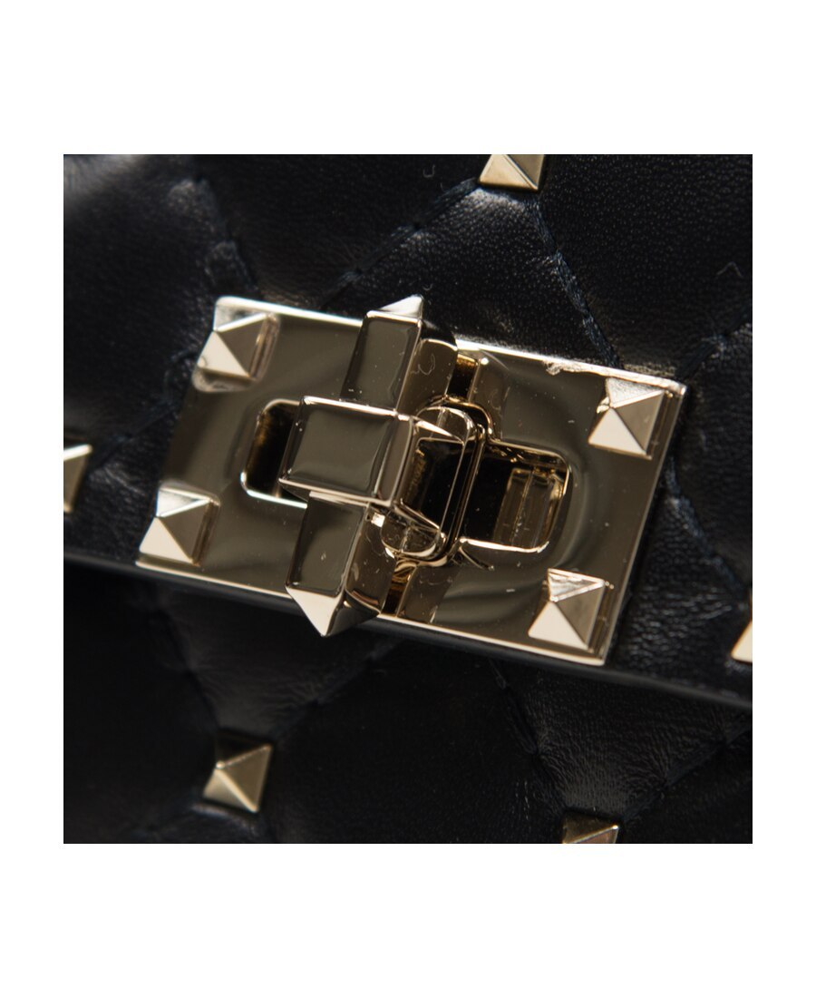 Valentino Rockstud Spike Shoulder Bag In Black